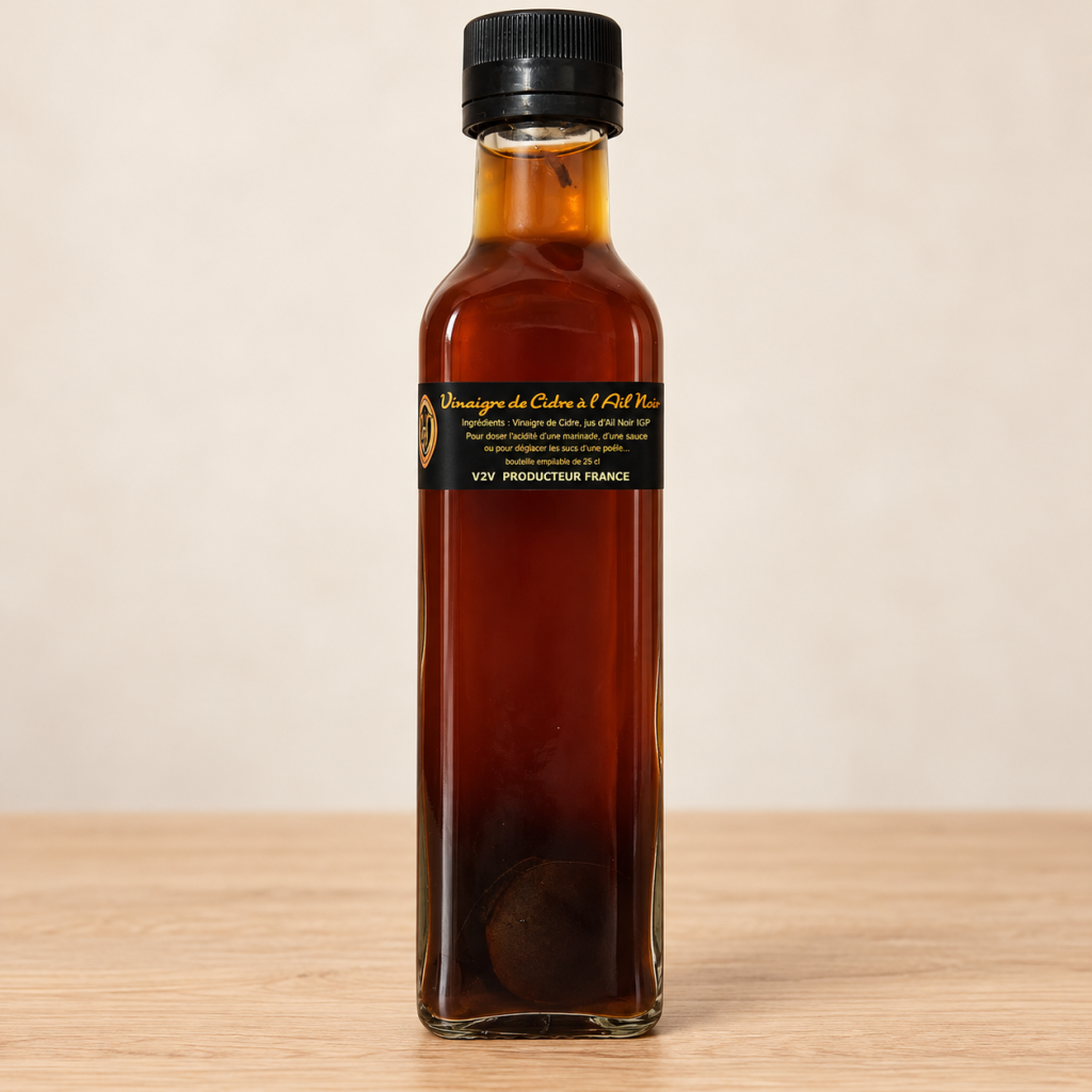Vinaigre de cidre parfumé à l'ail noir V2V - 25cl